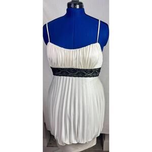 Y2K Balletcore Pleated Slip Dress White Bubble Hem Mini Indie Sleeze Size M